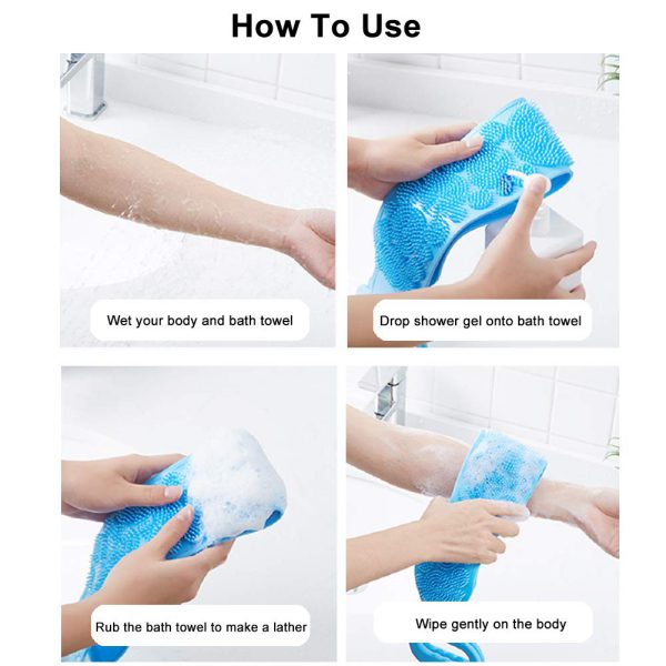Double Side Bath Towel Scrubber ( Random Color ) | Silicone Scrubber