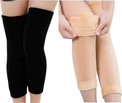 Thermal Knee Warmers Elastic Plush Knee Pads Protector For Winter For Men & Women (random Color)